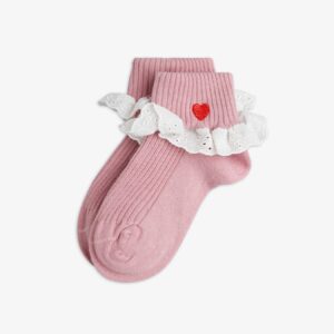 Mini Rodini | Hart Kant 1-Pack Sokken | Roze