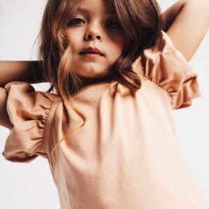 Valencia T-shirt Rose Café met ruffle mouwen meisjes – Baje Studio