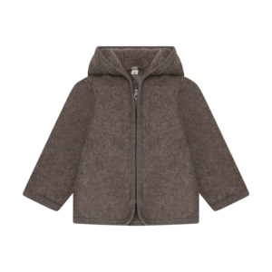 HUTTEliHUT baby merino wol fleece jas Brown Melange 100% wol