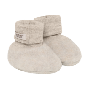 HUTTEliHUT baby merino wol fleece slofjes Beige Melange 100% wol