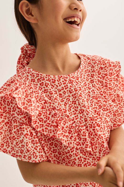 Animal Print Cotton Blouse Tomato Cozmo meisjes
