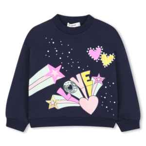 Billieblush donkerblauw sweatshirt met kleurrijke illustratie en tekst LOVE