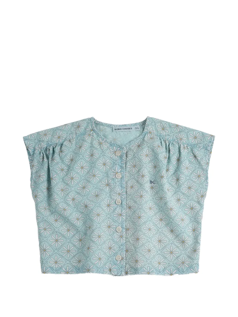 Daisy bloemen top lichtblauw met knopen Bobo Choses