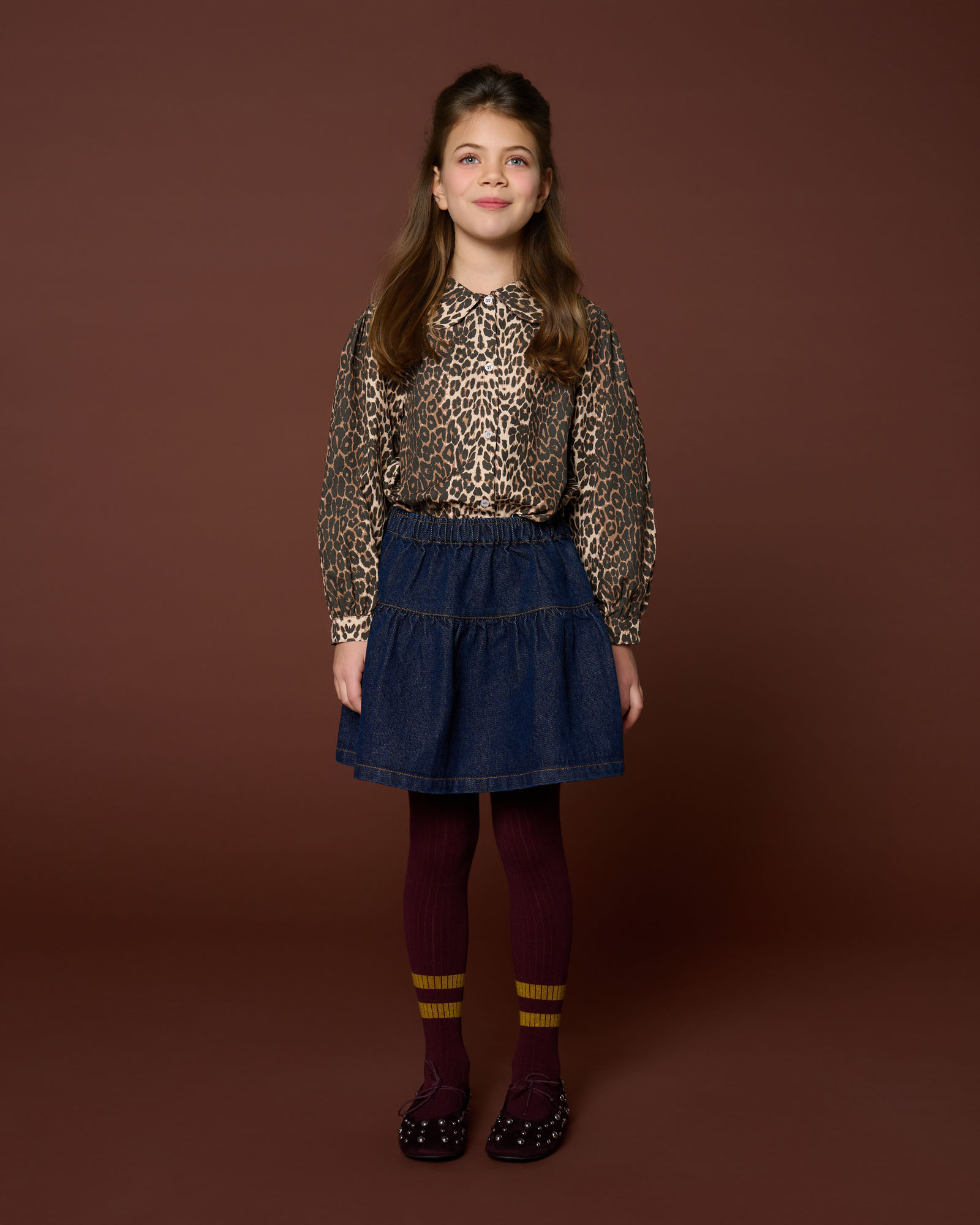 Denim Mini Ruffle Skirt Dark Blue primary