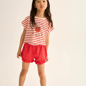 Double Faced Striped T-shirt Tomato Cozmo – Trendy Meisjes Zomer Musthave