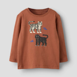 Name It jongens longsleeve shirt bruin biologisch katoen