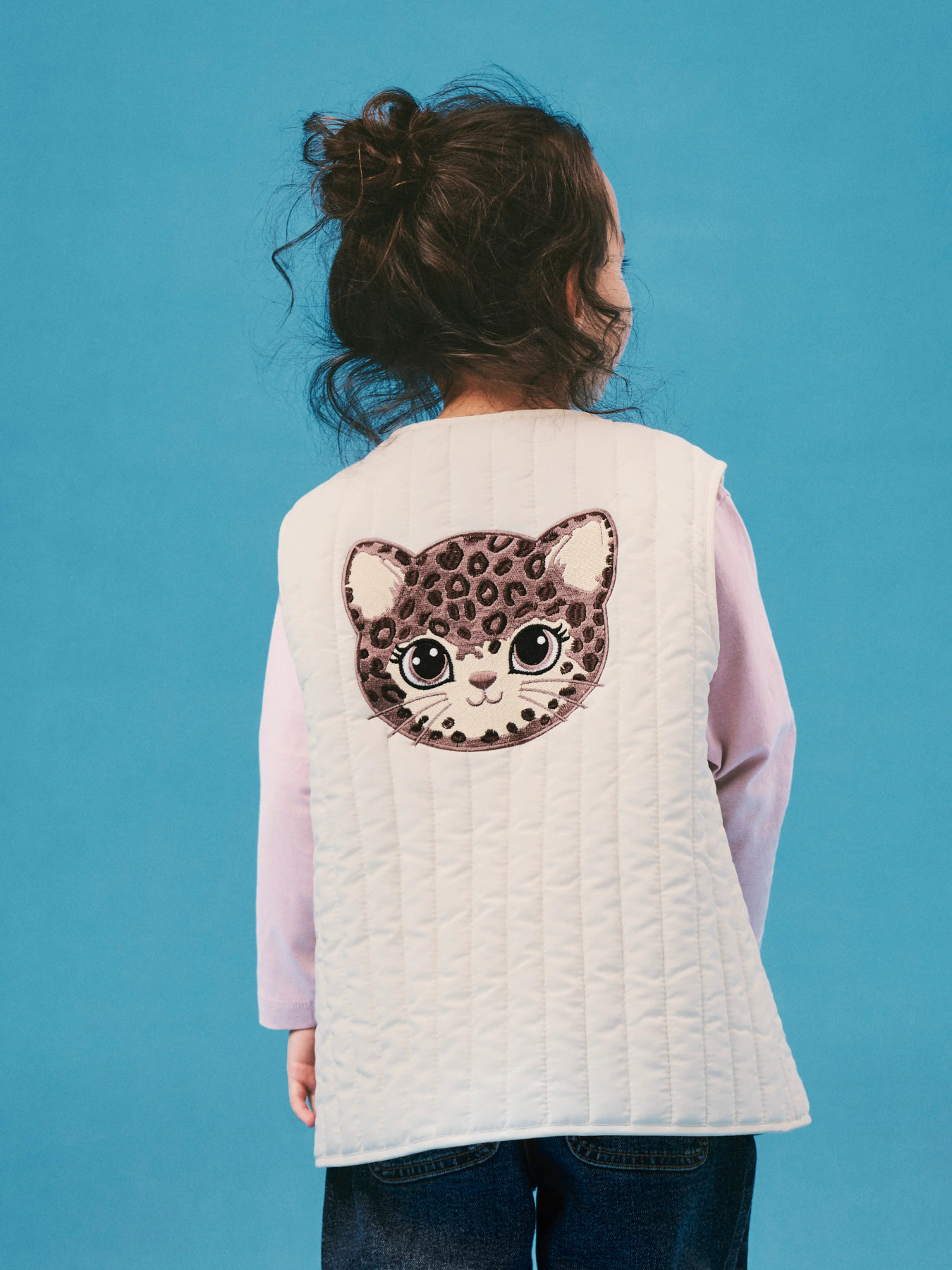 Witte vest met een kattenkop meisje Name It