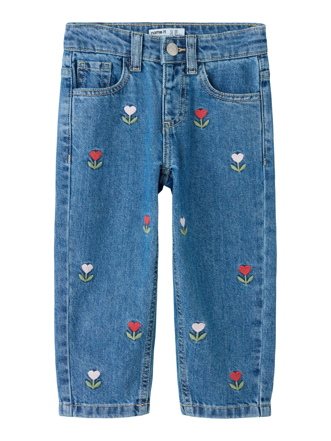 Name It meisjes mom jeans blauw met borduursel