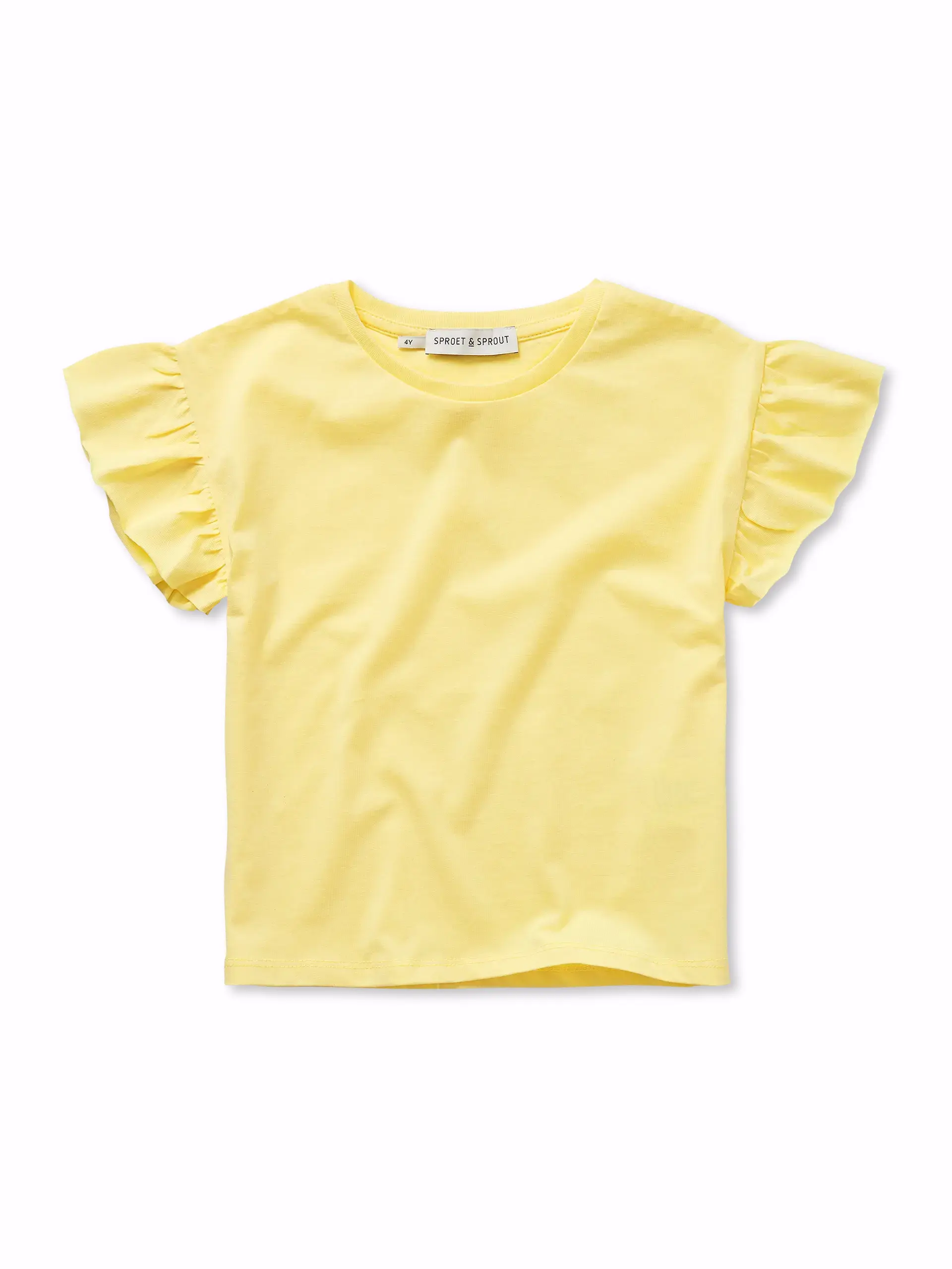 Girls T-shirt ruffle sleeve Pastel yellow primary