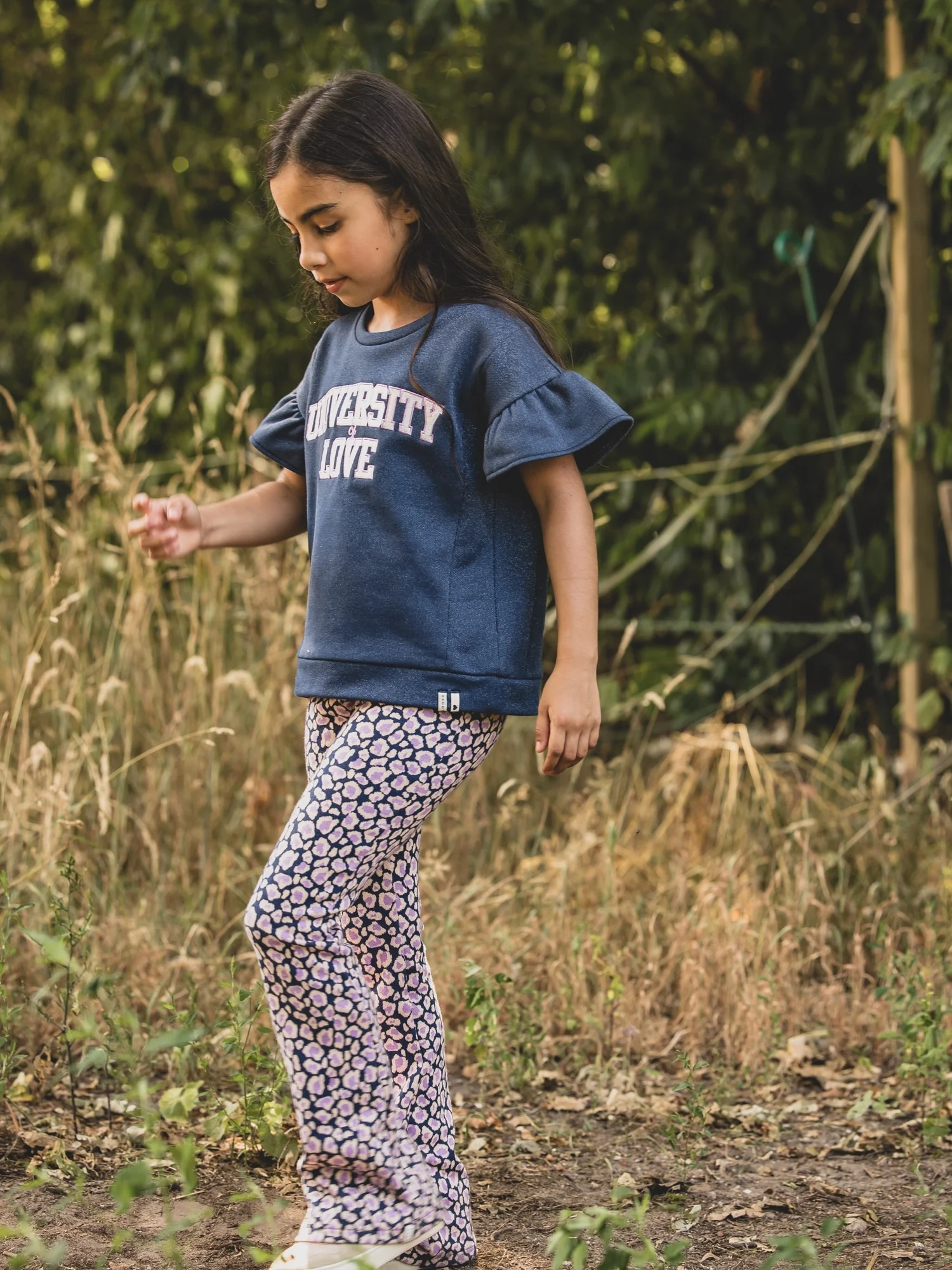 Kinderkleding broek flared jacquard animal print