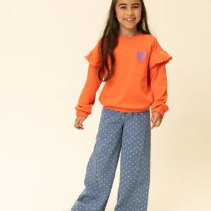 Wide leg denim meisjes hearts