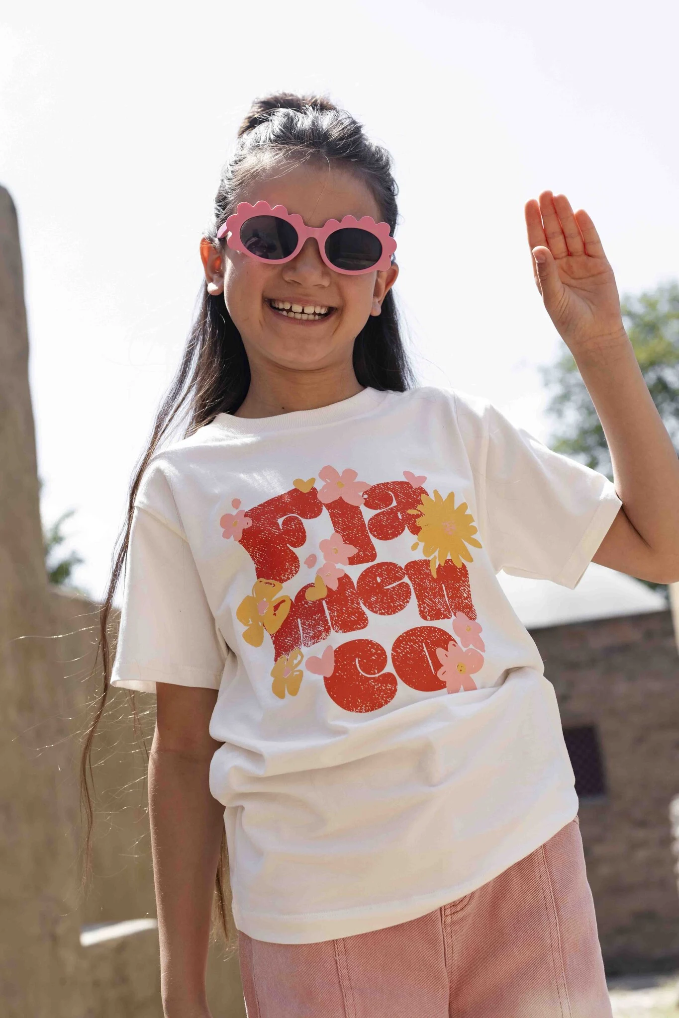 Oversized T-shirt Meisjes – Flamengo Bloemenprint AM.Zoe.771