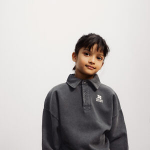 The New Society logo polo sweater forged iron