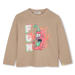 Beige jongens longsleeve met fun print