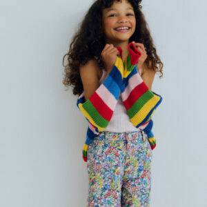 Wide leg meisjes jeans Lily Verbena met bloemenprint