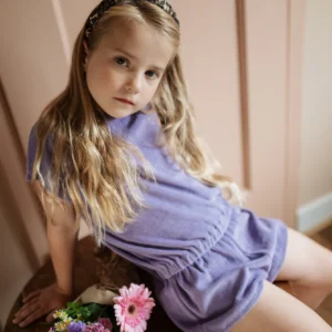 Zomerse meisjes jumpsuit van katoen badstof in lila