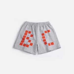 Grijze korte broek met rode letters