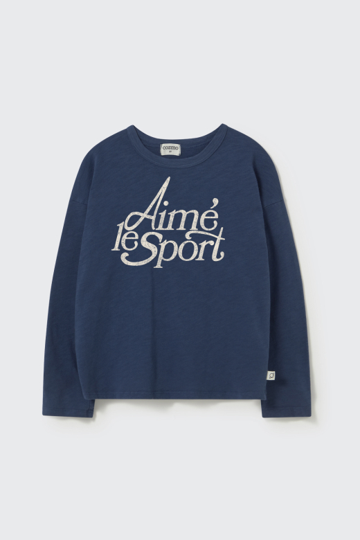 Blauwe trui met sporttekst cozmo