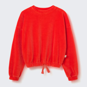 FARAK253w6 velour knit bow sweatshirtspicy orange